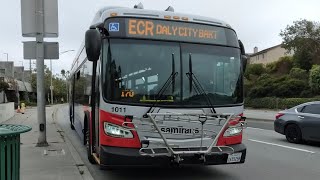 SamTrans 2023 New Flyer XE40 1011 on Route ECR [upl. by Akoyin]