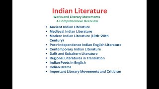 Indian Literature  UGC NET ENGLISH [upl. by Arocahs842]