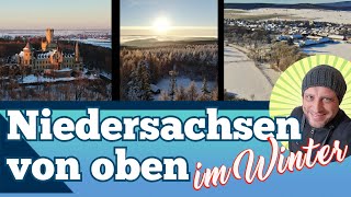 Niedersachsen von oben im Schnee  Leinebergland im Winter Vogelperspektive  Drohne  Sonnenaufgang [upl. by Adeline324]