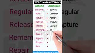 Words and antonyms 12 english antonyms short [upl. by Eillek]