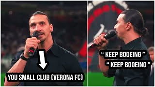 Zlatan Ibrahimovic epic reply to Verona fans in his farewell [upl. by Atnahsal]