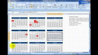 Excel 2007 Réalisez un calendrier avec des jours fériés en 30mn [upl. by Merri]