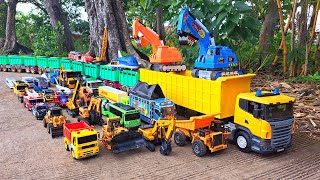 Mobil Truk Tronton Panjang Penuh Mobil Mobilan Truk Pemadam Excavator Bulldozer Truk Oleng [upl. by Ahsitruc]