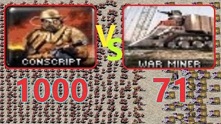 Conscripts vs War Miners  Same Cost  Red Alert 2 [upl. by Ydnik452]