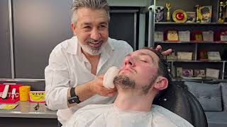 ASMR AMAZING RELAXING BODY AND FACE MASSAGE ON THE BARBER CHAIR WITH yigitcansaybir3 [upl. by Eislehc]