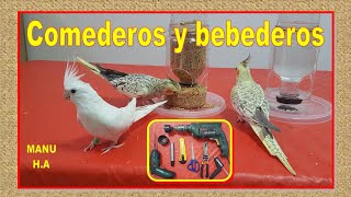 Como hacer comederos caseros para pájaros ninfas y agapornis [upl. by Airdnaxela]