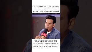 Salman khan Took stand for Manoj Bajpayee when award show ignored him [upl. by Aneehsat]