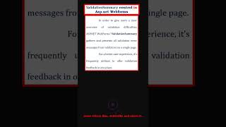 validationsummary control in aspnet webforms  aspnet  webforms [upl. by Ettennat]