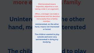 Difference between uninterested and disinterested english englishvocabulary shortsviral fyp [upl. by Aihppa]