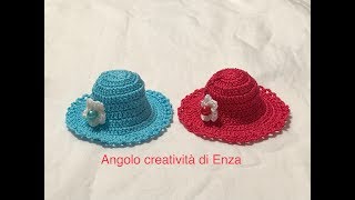 Cappellino bomboniera alluncinetto facileCrochet hatSombrero de ganchillo [upl. by Suoivatra]