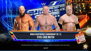 Brock Lesnar Vs Kane Vs Braun Strowman  Double Tittle Match  WWE 2k24 [upl. by Ahtnahc]