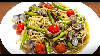 Linguine vongole of asparagus 🍝🍅🌿 ＃asparagusrecipe vongole linguine [upl. by Ennayar]