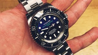 OceanX Sharkmaster 1000 SMS1012  Rolex Deepsea DBlue Dial 116660 James Cameron 44mm Homage [upl. by Araec]