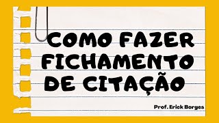 Como fazer Fichamento de Citação [upl. by Billye951]