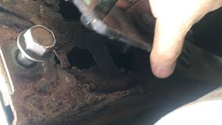 repairing RUSTED “car frame” unibody welding steel plates on [upl. by Hgierb]