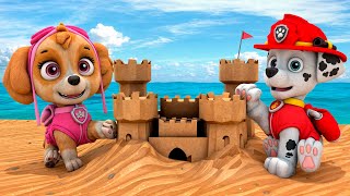 Marshall amp Skye Play on the Beach  Very Funny Story  Paw Patrol 3D Animation [upl. by Ssur781]