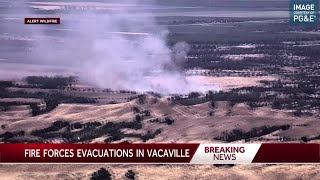 Vegetation fire forces evacuations north of Vacaville [upl. by Hoeg]