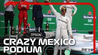 2019 Mexican Grand Prix Hamiltons Crazy Podium Celebrations [upl. by Fromma191]