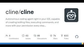 GitHub  clinecline Autonomous coding agent right in your IDE capable of creatingediting file [upl. by Nosemaj]