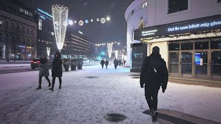 First Snow❄️☃️Helsinki Saturday Night Walk amp Christmas Lights 2023🎄🎆 [upl. by Holleran]