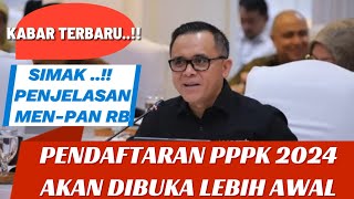 PENGUMUMAN DARI KEMENPAN RB PENDAFTARAN PPPK 2024 DIBUKA LEBIH AWALADA SEBANYAK 1031554 FORMASI [upl. by Oba]