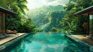 8 Hours Tropical Swimming Pool Ambience  Exotic Palm Trees [upl. by Timmons847]