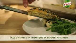 Plaattortilla met paddenstoelen olijven en feta  Knorr [upl. by Navad]