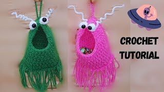 How to Crochet a Yip Yip Aliens with Written Pattern Martian Hanging Basket Tutorial Dice Bag DampD [upl. by Spense543]