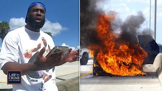 Bodycam NFL Player Leonard Fournette Narrowly Escapes SUV After Bursting into Flames [upl. by Sleinad]