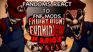 Fandoms React to FnF Mods  Mario’s MADNESS Mario 85’ Marioexe and MORE  GCRV  PART 1 [upl. by Ahsened297]