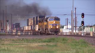 UP Tucumcari Subdivision  BNSF Dalhart Subdivision  Dalhart TX  28 July 2018 [upl. by Akemrehs]