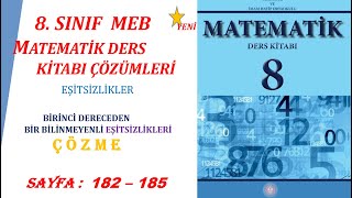 8SINIF MATEMATİK DERS KİTABI 1 DERECEDEN BİR BİLİNMEYENLİ EŞİTSİZLİKLERİ ÇÖZME SAYFA  182  185 [upl. by Geithner]