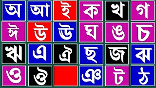 অ আ ই ঈ উ ঊ ঋ এ ঐ ও ঔ  ক খ গ ঘ ঙ চ ছ জ ঝ  Bangla Bornomala saravana Banjonborno [upl. by Michele]