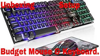 Unboxing Setup RGB Gaming Keyboard and Colorful Mouse Combo USB Wired LED Backlight [upl. by Marlen]