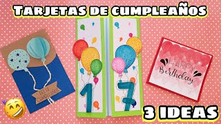 TARJETAS DE CUMPLEAÑOS FÁCILES DE HACER  3 IDEAS PARA REGALAR  Marialis [upl. by Aala]