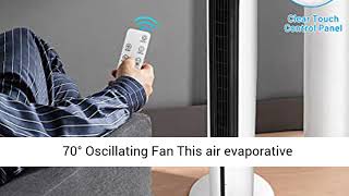 COSTWAY Evaporative Cooler Include Remote Control 4 Ice Packs Portable Bladeless Tower Fan with 3 [upl. by Nyad]