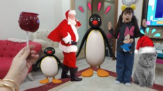 NOEL BABA ESMA YA HEDİYE GETİRDİ  EYVAH PENGUENE DÖNÜŞTÜK ماما جابت بيبي  جنى مقداد  طيور الجنة [upl. by Bendicta]