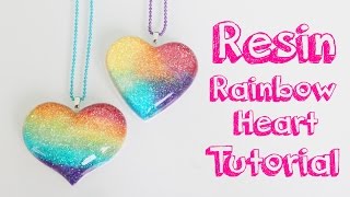 Tutorial de resina Corazon de arcoiris  Resin tutorial Rainbow heart charm [upl. by Reisch]