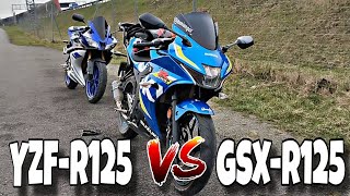 YAMAHA YZFR125 vs Suzuki GSXR 125 DRAG RACE [upl. by Cleavland]