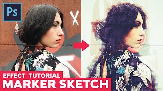 Marker Sketch Photoshop Effect  Adobe Photoshop Tutorial [upl. by Coretta]