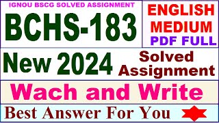 BCHS 183 solved assignment 2024 in English  bchs 183 solved assignment 202324  bchs183 2024 [upl. by Eneirda]