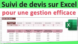 Suivi de devis sur Excel pour une gestion efficace 👍 [upl. by Mays]