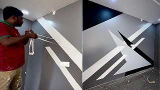 wall painting design ideas simple and easy  masking tape wall designs making [upl. by Andrej]