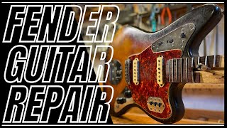 Fender Jaguar Vintage Guitar Repair Restoration Part 1 [upl. by Herwin]