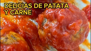 Receta DELICIAS DE PATATA Y CARNE fácil RecetasRicasdeIrene [upl. by Welcher]