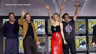 Marvel’s quotFantastic Fourquot appear for the first time on stage at ComicCon [upl. by Annahavas337]