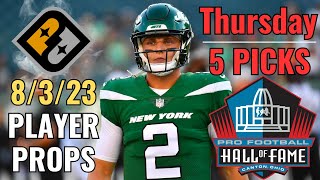 PRIZEPICKS JETS BROWNS NFL HALL OF FAME GAME 83 THURSDAY CORE PLAYER PROPS [upl. by Oiromed]