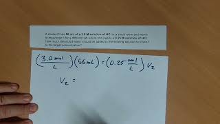 Dilution Equation Explanation and Sample Problem [upl. by Hamann592]