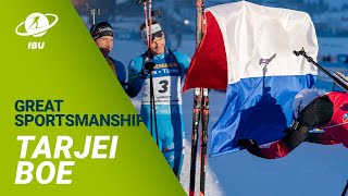 Great sportsmanship by Tarjei Boe World Cup 2122 ALGB Men Mass Start [upl. by Stanfield65]