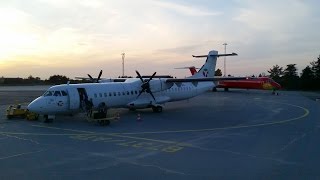 DAT Danish Air Transport ATR72201 takeoff RWY 09R at Karup Airport [upl. by Aneel]